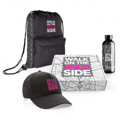Image of Promotional Merchandise Gift Set With Drawstring Bag Water Bottle & Cap