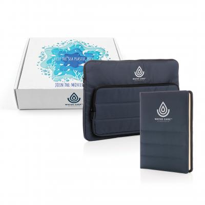 Image of Promotional Merchandise Gift Set With Eco RPET Laptop Sleeve & RPET A5 Notebook