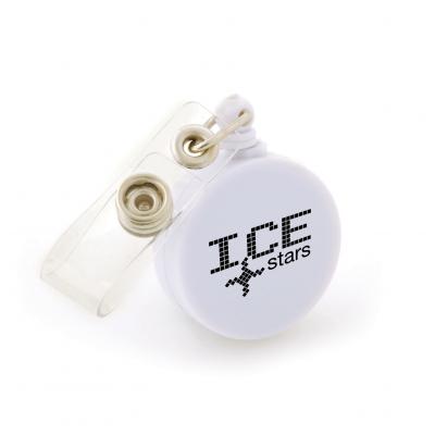 Image of Promotional Pull Reel With Belt Clip White