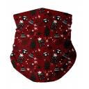 Image of Printed Christmas Snood With Fleece Lining Christmas Tree Red