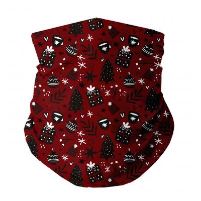 Image of Printed Christmas Snood With Fleece Lining Christmas Tree Red