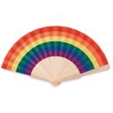 Image of Promotional Rainbow Wooden Hand Held Fan 