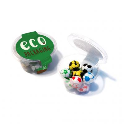 Image of Promotional Chocolate Footballs In Eco Gift Pot