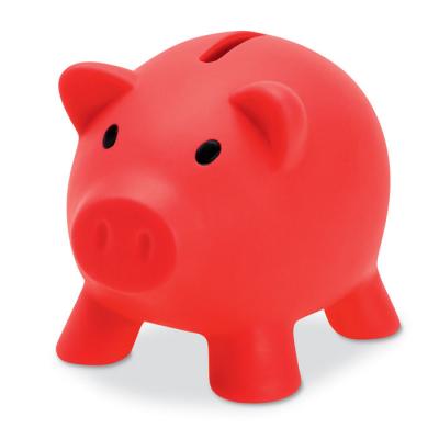 Image of Printed Piggy Bank Red Branded With Your Logo