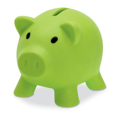 Image of Promotional Piggy Bank Lime Green Printed With Your Logo