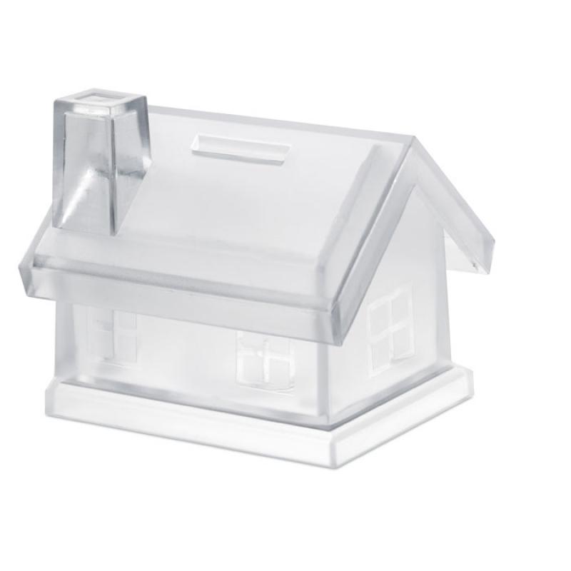 Image of Promotional Money Box Transparent House Shaped