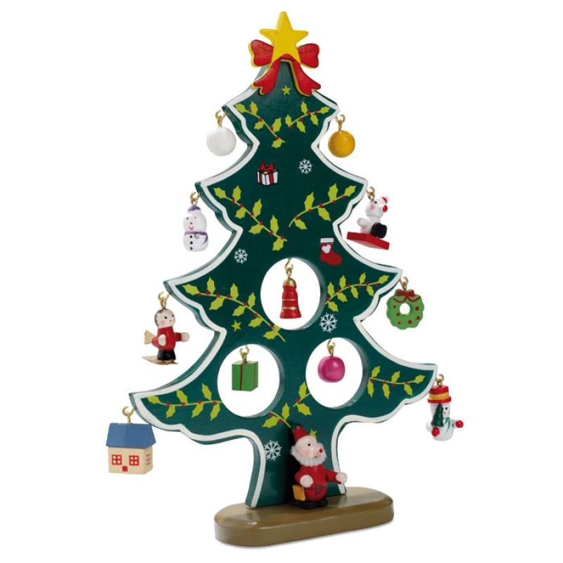 Image of Promotional Mini Wooden Christmas Tree With Decoration