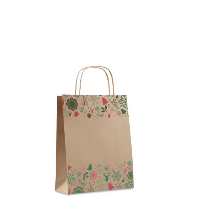 Image of Printed Christmas Paper Gift Bag Small