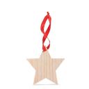 Image of Promotional Wooden Christmas Tree Decoration Star Shaped With Red Ribbon