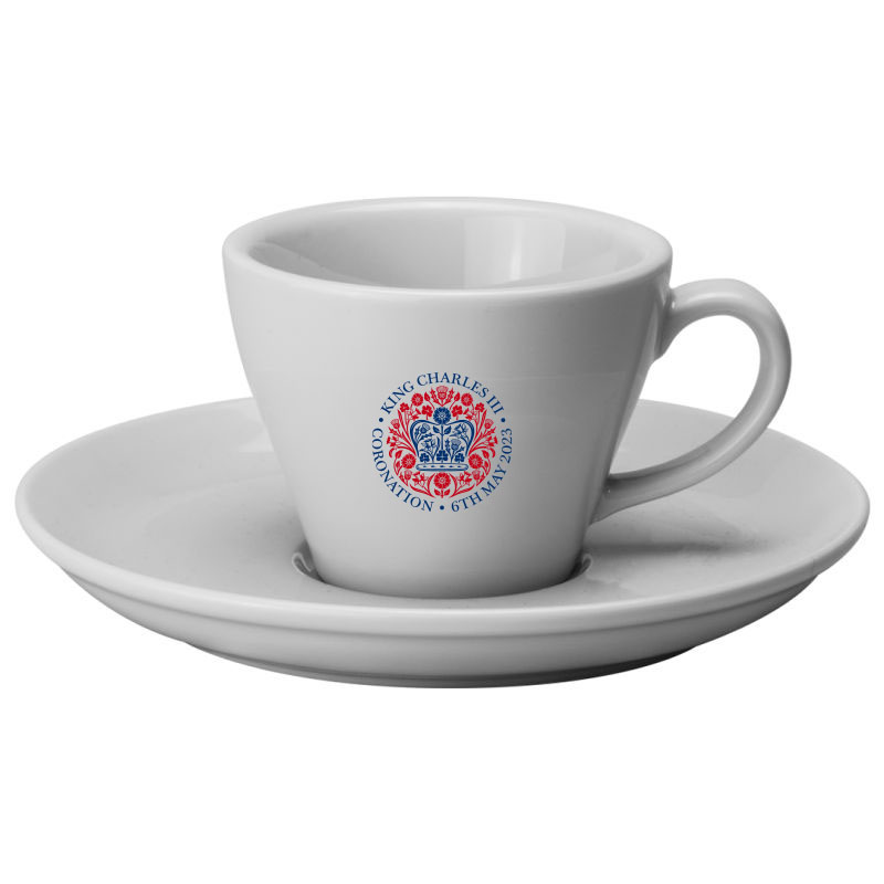Image of Printed King Charles Coronation Tea Cup and Saucer