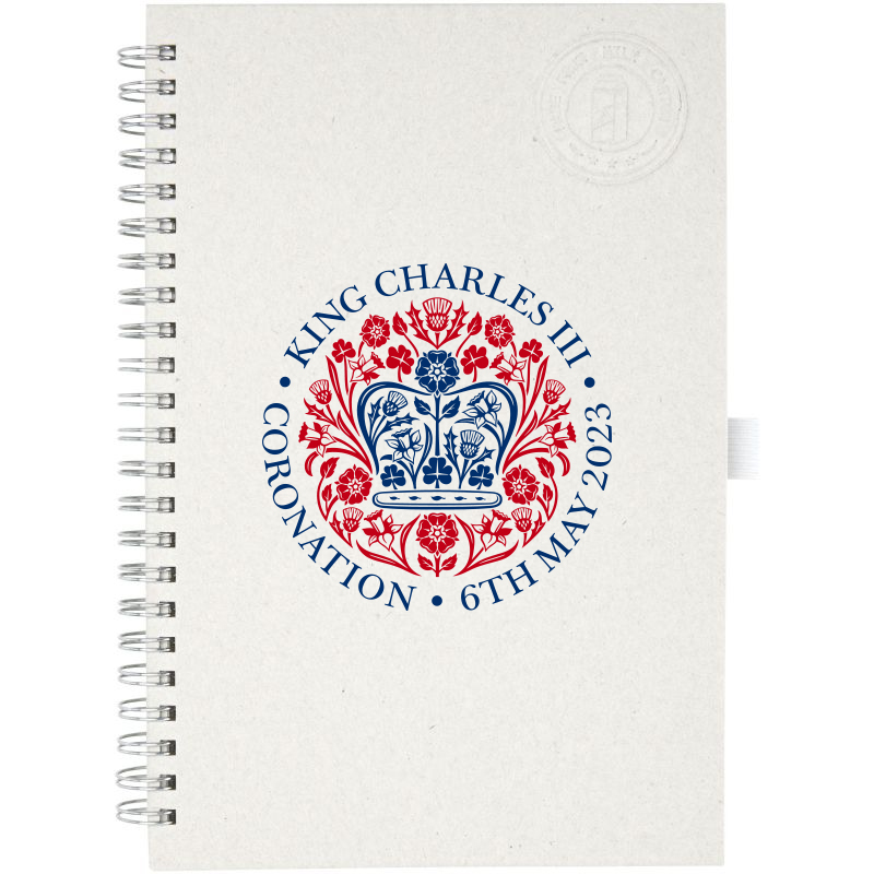 Image of King Charles Coronation Promotional Eco Dairy Dream A5 Spiral Notebook Made From Recycled Milk Cartons