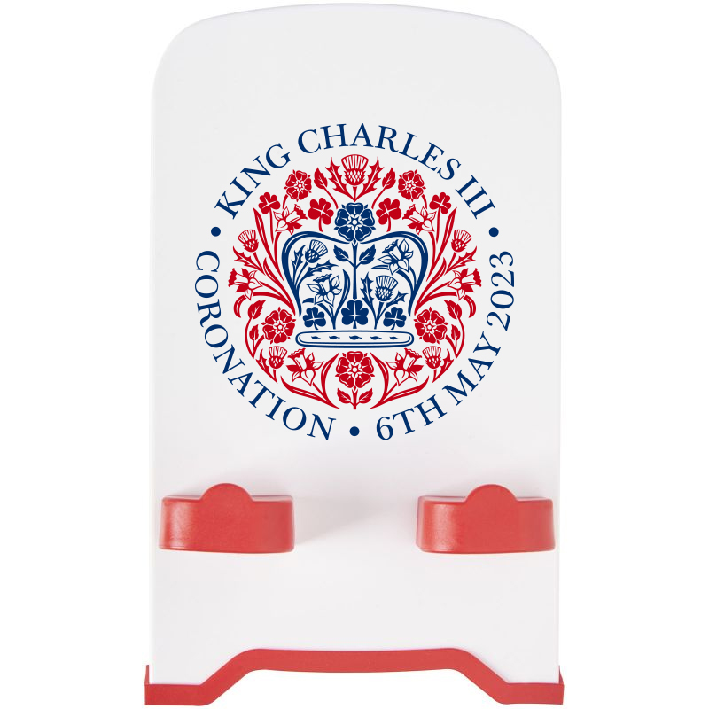 Image of King Charles Coronation Promotional Phone Stand The Dok Mobile Phone Stand UK Made