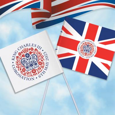 Image of King Charles Coronation Promotional Handwaving-Flags