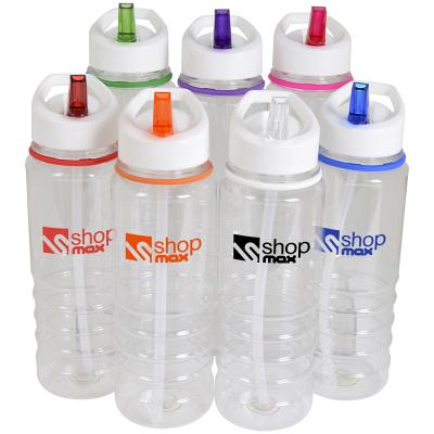 Image of Printed Bowe 800Ml Transparent Plastic Drinks Bottle With White Lid
