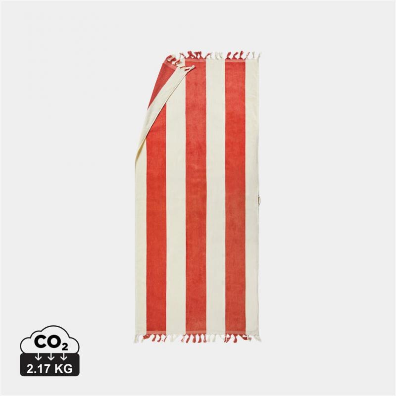 Image of VINGA Valmer Beach Towel Striped Red