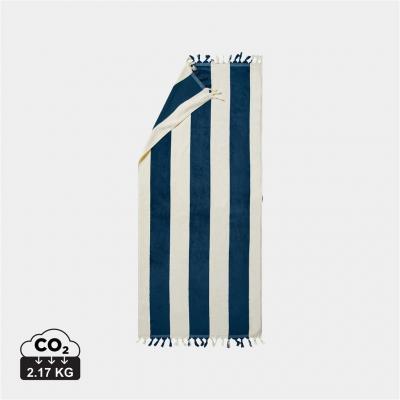 Image of VINGA Valmer Beach Towel Striped Navy Blue