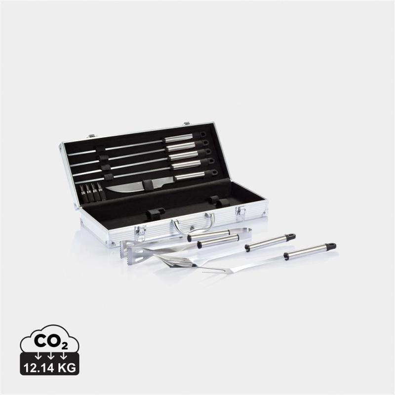 Image of 12 pcs barbecue set in aluminium box