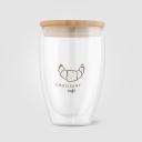Image of Sculpture 355 ml Double Wall Glass Tumbler with Bamboo Lid