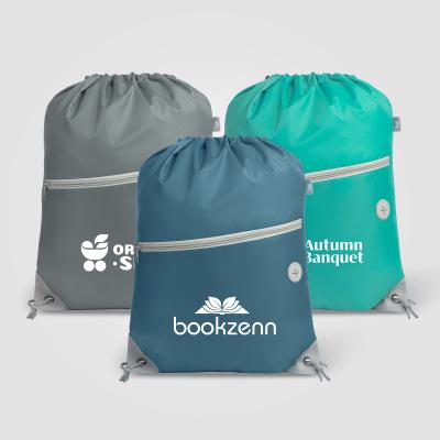 Image of Vilda rPET Drawstring Backpack with Zippered Front Pocket