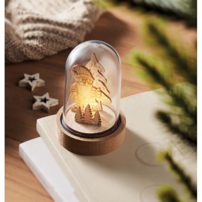 Image of ROVANI Christmas LED Ornament – Wooden Santa in Light-Up Dome