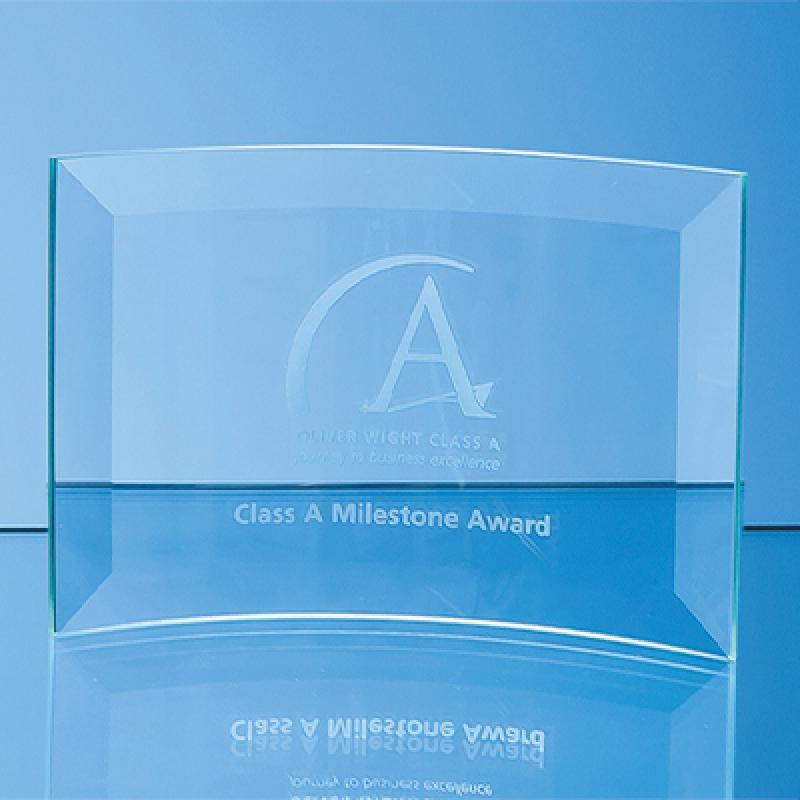 Image of Jade Glass Bevelled Crescent Award